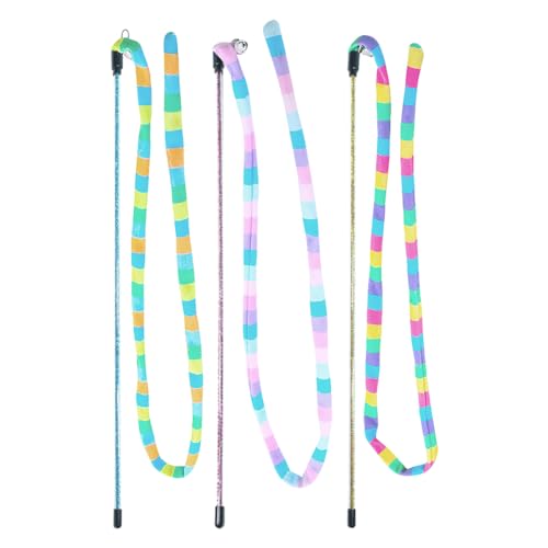 JIHUOO Interaktiver Katzenstab, Regenbogen-Plüsch, bunt, Katzenstab, Kätzchen-Trainingsband mit Glöckchen, 3 Stück JIHUOO Interaktiver Katzenstab, Regenbogen-Plüsch, bunt, Katzenstab, Kätzchen-Trainingsband mit Glöckchen, 3 Stück von JIHUOO