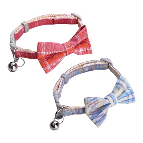 JIHUOO Katzenhalsband mit Weihnachtsmotiv, verstellbar, mit Glöckchen, Fliegen, abnehmbare Katzenbänder, Schnellverschluss, Sicherheitshalsbänder für Kätzchen, Welpen, Rot, Blau, 2 Stück JIHUOO Katzenhalsband mit Weihnachtsmotiv, verstellbar, mit Glöckchen, Fliegen, abnehmbare Katzenbänder, Schnellverschluss, Sicherheitshalsbänder für Kätzchen, Welpen, Rot, Blau, 2 Stück von JIHUOO