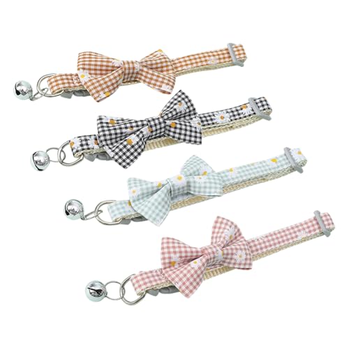 Katzenhalsbänder mit Blumenmuster und Schleifen, Blumenmuster, Kätzchen-Halsband mit Glöckchen, Gänseblümchen, Welpen, verstellbar, für kleine Hunde, Hasen, Kaninchen, Sicherheitshalsbänder für Katzenhalsbänder mit Blumenmuster und Schleifen, Blumenmuster, Kätzchen-Halsband mit Glöckchen, Gänseblümchen, Welpen, verstellbar, für kleine Hunde, Hasen, Kaninchen, Sicherheitshalsbänder für von JIHUOO