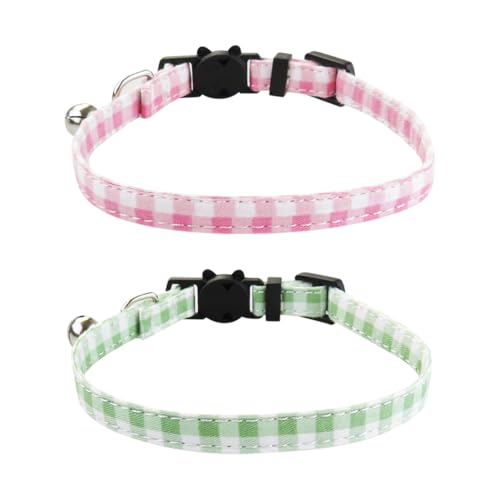 Katzenhalsband, niedlich, verstellbar, für kleine Haustiere, weich, ästhetisch, dekorativ, mit Glöckchen, 2 Stück Katzenhalsband, niedlich, verstellbar, für kleine Haustiere, weich, ästhetisch, dekorativ, mit Glöckchen, 2 Stück von JIHUOO