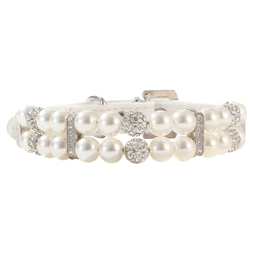 Katzenhalsband mit Perlen und Strasssteinen, PU-Leder, glitzernd, für Katzen, Hochzeit, glitzernd, für Haustiere, Welpen, Diamant-Halsband, Halskette, ausgefallenes Mädchen, Welpenhalsband, modische Katzenhalsband mit Perlen und Strasssteinen, PU-Leder, glitzernd, für Katzen, Hochzeit, glitzernd, für Haustiere, Welpen, Diamant-Halsband, Halskette, ausgefallenes Mädchen, Welpenhalsband, modische von JIHUOO