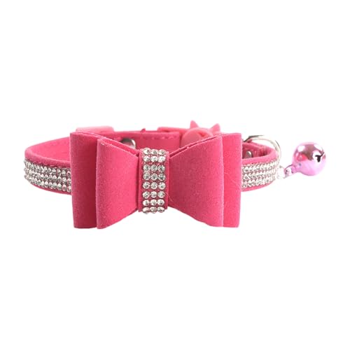 Katzenhalsband mit Strass-Fliege, glitzernd, für Mädchen, Katze, weich, Breakaway, Kätzchen-Halsband, Kristall, Welpenhalsband mit Glöckchen, Rosa Katzenhalsband mit Strass-Fliege, glitzernd, für Mädchen, Katze, weich, Breakaway, Kätzchen-Halsband, Kristall, Welpenhalsband mit Glöckchen, Rosa von JIHUOO