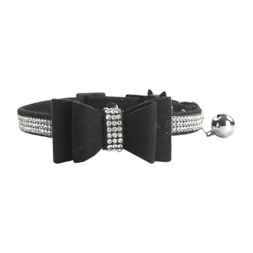 Katzenhalsband mit Strass-Fliege, glitzernd, für Mädchen, Katze, weich, Breakaway, Kätzchen-Halsband, Kristall, Welpenhalsband mit Glöckchen, Schwarz Katzenhalsband mit Strass-Fliege, glitzernd, für Mädchen, Katze, weich, Breakaway, Kätzchen-Halsband, Kristall, Welpenhalsband mit Glöckchen, Schwarz von JIHUOO