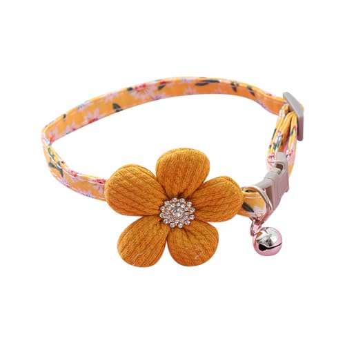 Kleines Hundehalsband mit Blume, niedliches Welpenhalsband mit Glöckchen, verstellbar, Strasssteine, Katzenhalsband, Kristall, Haustierhalsband für Katzen, Hunde, Gelb Kleines Hundehalsband mit Blume, niedliches Welpenhalsband mit Glöckchen, verstellbar, Strasssteine, Katzenhalsband, Kristall, Haustierhalsband für Katzen, Hunde, Gelb von JIHUOO