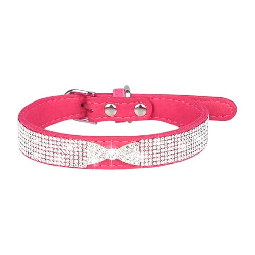 Strasshalsband für kleine Hunde, niedliches Kristall-Katzenhalsband, verstellbar, glitzernd, Welpenhalsband, glitzernd, für kleine Haustiere, mit Schmuckstein für Hündinnen, Katzen, Hot Pink Strasshalsband für kleine Hunde, niedliches Kristall-Katzenhalsband, verstellbar, glitzernd, Welpenhalsband, glitzernd, für kleine Haustiere, mit Schmuckstein für Hündinnen, Katzen, Hot Pink von JIHUOO