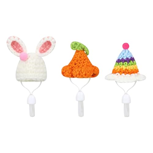 Strickmützen für kleine Tiere, niedliche Hamstermütze, Meerschweinchen, Mini-Häkelmütze, kleine Strickmützen mit verstellbarem Riemen für Schlangen, Eidechsen, Party-Kostüm-Zubehör, 3 Stück Strickmützen für kleine Tiere, niedliche Hamstermütze, Meerschweinchen, Mini-Häkelmütze, kleine Strickmützen mit verstellbarem Riemen für Schlangen, Eidechsen, Party-Kostüm-Zubehör, 3 Stück von JIHUOO