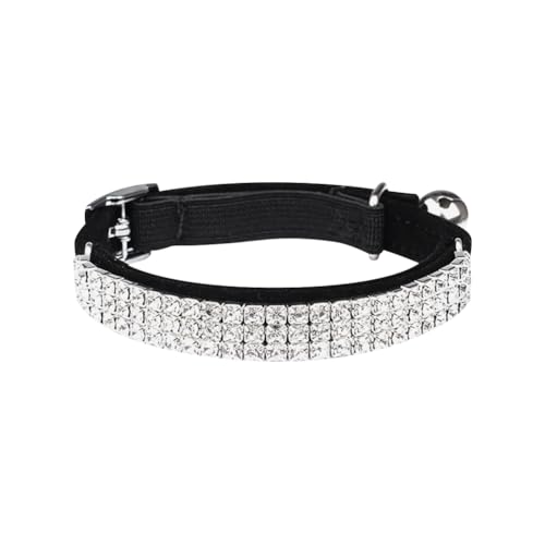 Süßes Strass-Haustierhalsband, funkelndes Samt, Katzenhalsband, glitzernd, Diamanten, kleines Hundehalsband, verstellbar, weich, schillernd, Kätzchen-Halsband mit Sicherheitsgurt und Glöckchen, für Süßes Strass-Haustierhalsband, funkelndes Samt, Katzenhalsband, glitzernd, Diamanten, kleines Hundehalsband, verstellbar, weich, schillernd, Kätzchen-Halsband mit Sicherheitsgurt und Glöckchen, für von JIHUOO