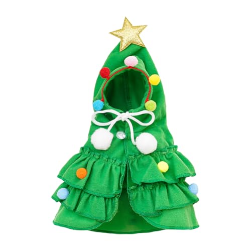 Weihnachtlicher Umhang für kleine Haustiere, Winterumhang für kleine Hunde, Weihnachtsbaum, Hundekostüm, Kätzchen-Kostüm, Outfit, Katzen-Weihnachtsmann-Anzug mit Hut, Stern und Pompons, Grün Weihnachtlicher Umhang für kleine Haustiere, Winterumhang für kleine Hunde, Weihnachtsbaum, Hundekostüm, Kätzchen-Kostüm, Outfit, Katzen-Weihnachtsmann-Anzug mit Hut, Stern und Pompons, Grün von JIHUOO