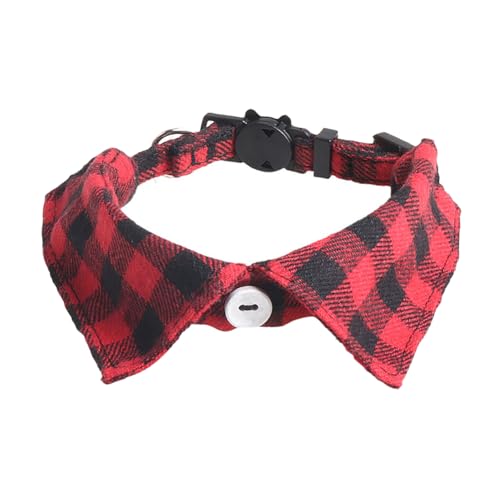 Weihnachts-Haustier-Shirt-Halsbänder, rot und grün, kariert, abnehmbar, niedlich, verstellbar, für kleine Kätzchen, Urlaubs-Halsbänder, Rot Weihnachts-Haustier-Shirt-Halsbänder, rot und grün, kariert, abnehmbar, niedlich, verstellbar, für kleine Kätzchen, Urlaubs-Halsbänder, Rot von JIHUOO