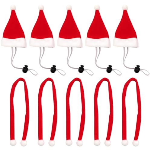 Weihnachtsmützen für kleine Haustiere, Mini-Weihnachtsmannmütze, Hamster, Huhn, Hüte für Hühner, Plüsch, Haustier-Schal, kleine lustige Mütze, kleines Haustier-Kostüm mit elastischem Kinnriemen, 12 Weihnachtsmützen für kleine Haustiere, Mini-Weihnachtsmannmütze, Hamster, Huhn, Hüte für Hühner, Plüsch, Haustier-Schal, kleine lustige Mütze, kleines Haustier-Kostüm mit elastischem Kinnriemen, 12 von JIHUOO