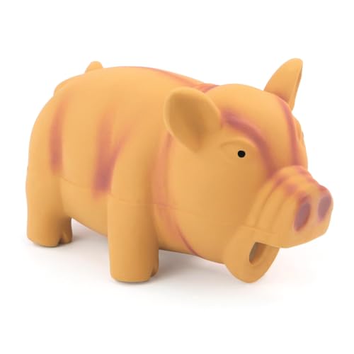 JIIENO 1 Stück 16cm Quitschende Hundespielzeug Latex Schwein GRUNTING Tier Sound Welpen Kauen Interaktives Spiel für Medium Hunde（gelb） von JIIENO