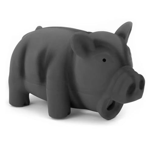 JIIENO 1 Stück 16cm Quitschende Hundespielzeug Latex Schwein GRUNTING Tier Sound Welpen Kauen Interaktives Spiel für Medium Hunde（schwarz） von JIIENO