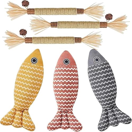 JIIENO Katzenminze Spielzeug 6 Stück, 20CM Katzenminze Spielzeug Kissen Fisch Form, 3 Matatabi Katzenminze Sticks,Katzenspielzeug für Katzen Spielen und Kauen JIIENO Katzenminze Spielzeug 6 Stück, 20CM Katzenminze Spielzeug Kissen Fisch Form, 3 Matatabi Katzenminze Sticks,Katzenspielzeug für Katzen Spielen und Kauen von JIIENO