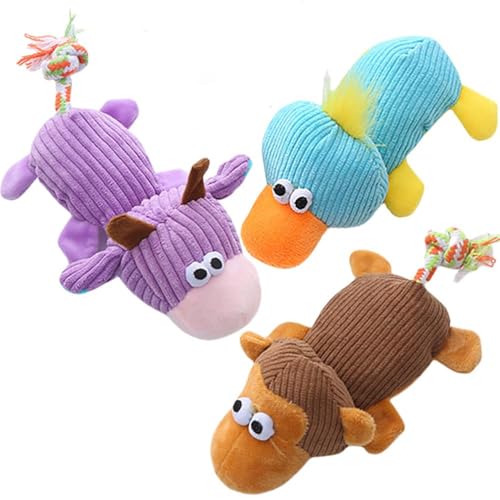JIIENO Plüsch-Hundespielzeug für kleine Hunde, quietschendes Spielzeug, weiches Hundespielzeug, Kauspielzeug-Set, 3 Stück JIIENO Plüsch-Hundespielzeug für kleine Hunde, quietschendes Spielzeug, weiches Hundespielzeug, Kauspielzeug-Set, 3 Stück von JIIENO