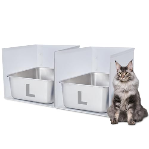 JIMEIQI Katzentoilette aus Edelstahl, 44,5 x 34,5 x 33 cm, Standard-Katzentoilette aus Metall mit 40 cm hohem Seitenschutz, antihaftbeschichtet, kein Geruch, hohe Kätzchen-/Kätzchentoilette mit JIMEIQI Katzentoilette aus Edelstahl, 44,5 x 34,5 x 33 cm, Standard-Katzentoilette aus Metall mit 40 cm hohem Seitenschutz, antihaftbeschichtet, kein Geruch, hohe Kätzchen-/Kätzchentoilette mit von JIMEIQI