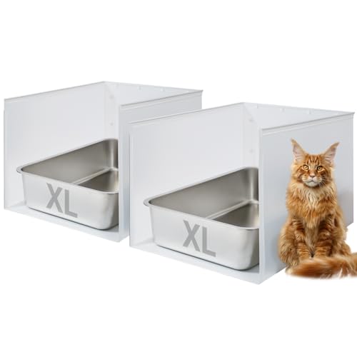 JIMEIQI Edelstahl-Katzentoilette, 2 Stück, 60 x 40 x 15 cm, extra groß, antihaftbeschichtet, kein Geruch, XL-Katzentoilette aus Metall mit hohen Seitenschutz, Spritzschutz JIMEIQI Edelstahl-Katzentoilette, 2 Stück, 60 x 40 x 15 cm, extra groß, antihaftbeschichtet, kein Geruch, XL-Katzentoilette aus Metall mit hohen Seitenschutz, Spritzschutz von JIMEIQI