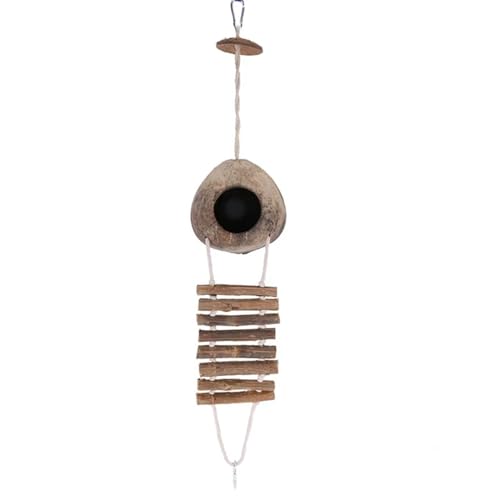 JIMINISO 100 % natürliche Kokosnussschalen, Kokosnuss-Hide mit Leiter für Vogelschalen-Versteck langlebiger Lebensraum JIMINISO 100 % natürliche Kokosnussschalen, Kokosnuss-Hide mit Leiter für Vogelschalen-Versteck langlebiger Lebensraum von JIMINISO