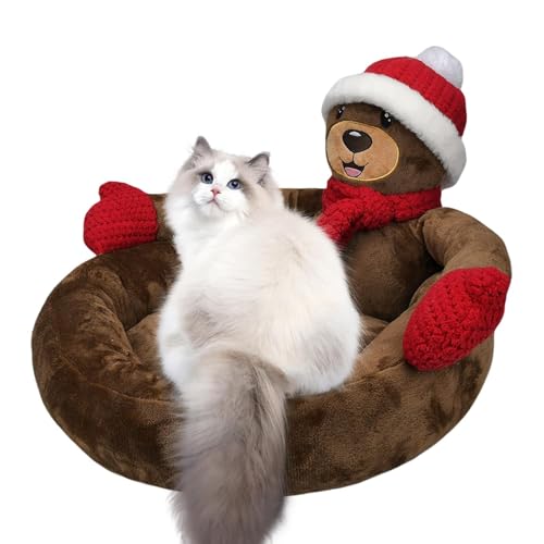 JINGAN Katzenbett mit 3D-Motiv, dunkelbraunes Bärenbett, Winter-Kätzchenbett mit rutschfester Unterseite, geeignet für kleine, mittelgroße und große Haustiere JINGAN Katzenbett mit 3D-Motiv, dunkelbraunes Bärenbett, Winter-Kätzchenbett mit rutschfester Unterseite, geeignet für kleine, mittelgroße und große Haustiere von JINGAN