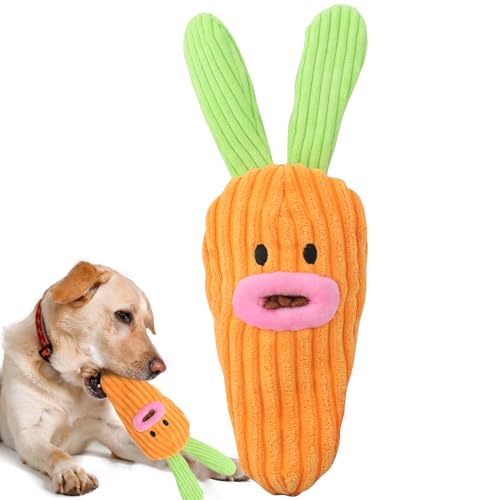 JINGAN Karotten Hundespielzeug | Plüsch-Karotten Hundespielzeug | Futterausgabe Hundespielzeug | Schnüffelspielzeug Für Hunde Zum Stressabbau Quietschendes Hundespielzeug von JINGAN