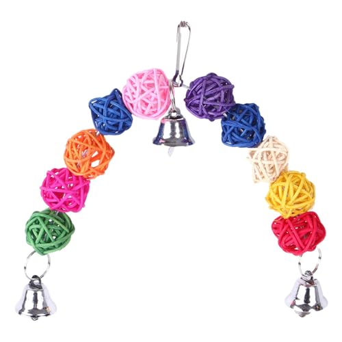 JINGAN Vogelspielzeug,Vogelkauspielzeug,Buntes Vogel-Rattan-Spielzeug | Papageien-Kauspielzeug mit Glocke, sicheres buntes Vogelkäfig-Spielzeugzubehör für Papageien JINGAN Vogelspielzeug,Vogelkauspielzeug,Buntes Vogel-Rattan-Spielzeug | Papageien-Kauspielzeug mit Glocke, sicheres buntes Vogelkäfig-Spielzeugzubehör für Papageien von JINGAN