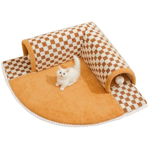 Katzen-Tunnelbett für Katzen im Innenbereich – Höhle Tunnel 2 in 1 Katzenmatte mit Plüschkugel, bequemes, kratzfestes Katzenspielzeug für Welpen, Katzen, Kaninchen, Frettchen Katzen-Tunnelbett für Katzen im Innenbereich – Höhle Tunnel 2 in 1 Katzenmatte mit Plüschkugel, bequemes, kratzfestes Katzenspielzeug für Welpen, Katzen, Kaninchen, Frettchen von JINGE