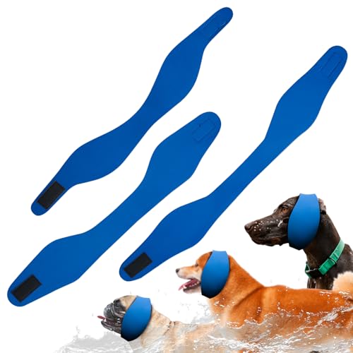 3 Stück Hunde Schwimmkappen 3 Größen Hundeohren Schützen Haustier Zubehör Reisezubehör Dog Swim Cap für kleine, mittelgroße und große Hunde von JINGHANGER