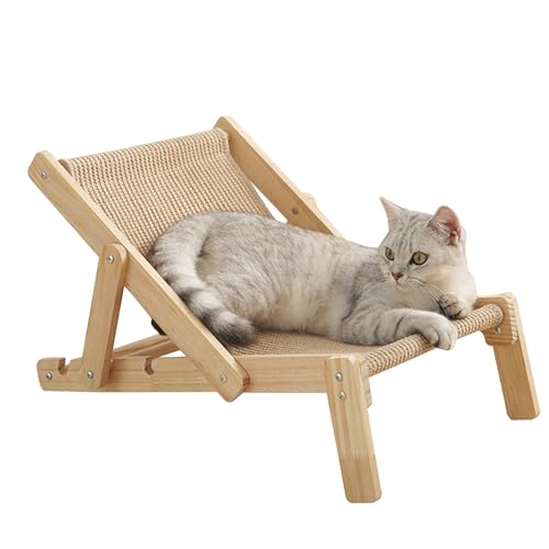 JINGLING Cat Scratcher Lounge Chair,Cat Sisal Lounge Chair,Sisal Scratcher Mini Strandkorb Hochbett - Naturholz mit Abnehmbarer Sisalunterlage für kleine, mittelgroße und große Wohnungskatzen JINGLING Cat Scratcher Lounge Chair,Cat Sisal Lounge Chair,Sisal Scratcher Mini Strandkorb Hochbett - Naturholz mit Abnehmbarer Sisalunterlage für kleine, mittelgroße und große Wohnungskatzen von JINGLING