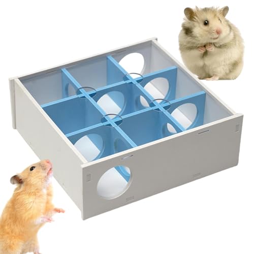 JINGLING Hamster-Labyrinth-Versteck, Hamster-Holzlabyrinth | Hamsterhaus und Labyrinthtunnel aus mit 9 Kammern,Geräumiges Spielspielzeug zum Erkunden von Tunneln, praktische Verstecke in Mehreren von JINGLING