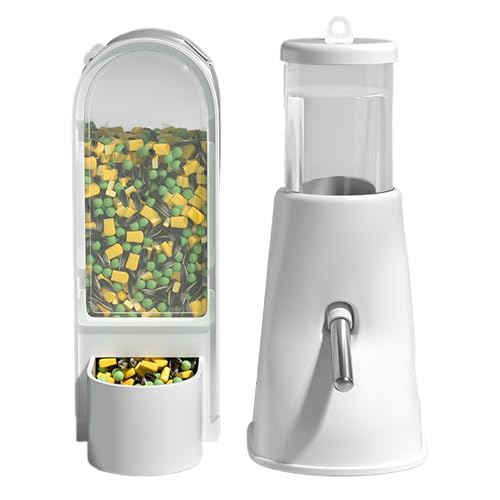 JINGLING Hamsterfutterautomat - Tierfutterautomat Mit Trinkflasche - Großvolumige Futter- & Trinkschale Für Hamster Rennmäuse Kaninchen Igel Mit Käfigzubehör von JINGLING