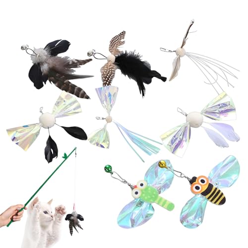 JINGLING Katzenspielzeug-Zauberstab-Ersatz, Katzenspielzeug-Aufsatz, Plüsch-Teaser-Zauberstab-Nachfüllungen für Haustiere, 8-teiliges multifunktionales Nachfüllset für Haustierspielzeug, niedlicher JINGLING Katzenspielzeug-Zauberstab-Ersatz, Katzenspielzeug-Aufsatz, Plüsch-Teaser-Zauberstab-Nachfüllungen für Haustiere, 8-teiliges multifunktionales Nachfüllset für Haustierspielzeug, niedlicher von JINGLING