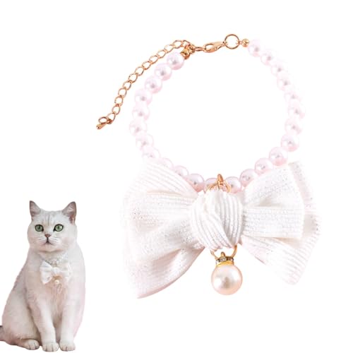JINGLING Perlen-Halsband, niedlich, verstellbar, Halsband aus Filzperlen mit Schleife für Hunde, bequeme Passform für Haustiere JINGLING Perlen-Halsband, niedlich, verstellbar, Halsband aus Filzperlen mit Schleife für Hunde, bequeme Passform für Haustiere von JINGLING