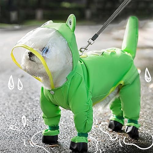 JINGLING Regenmantel Für Hunde | Wasserfeste Hundekleidung Mit Kapuze - mit reflektierenden Streifen & Pfotenschutz für kleine bis mittlere Hunde bei Spaziergängen, Schnee, Kälte und Regen von JINGLING