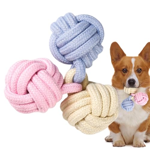 JINGLING Seilballspielzeug,Hundeseilballspielzeug | Seilspielzeug für Welpen zum Zahnen - Kauendes Baumwollspielzeug für zahnende Hunde, weiche Kauer-Baumwollbälle, Hundeknotenball-Seilspielzeug für JINGLING Seilballspielzeug,Hundeseilballspielzeug | Seilspielzeug für Welpen zum Zahnen - Kauendes Baumwollspielzeug für zahnende Hunde, weiche Kauer-Baumwollbälle, Hundeknotenball-Seilspielzeug für von JINGLING