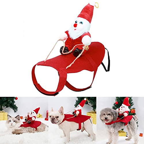 JINGQII Weihnachten Haustier Kleidung, Hund Weihnachtskostüm Weihnachtsmann Hut Hund Outfits, Hundebekleidung Party für Katze Chihuahua Yorkshire Pudel (L) von JINGQII