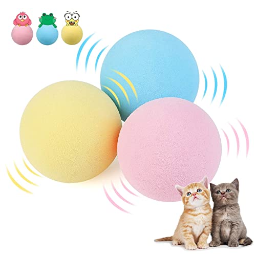 JINGSHUBO Intelligenter Katzenspielzeugball, interaktiver EVAball mit Tierrufen 3 Lebensechte Tierische Geräusche Kätzchen Spielzeug für Innen Katze Hund Kätzchen Übung von JINGSHUBO