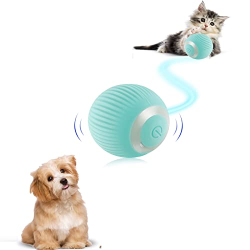 JINGSHUBO Interaktiver Katzenspielzeugball, intelligenter USB wiederaufladbarer Katzenball, Katzenspielzeug mit Licht und selbstdrehender Kugelkitten Geschenk(Blau) von JINGSHUBO
