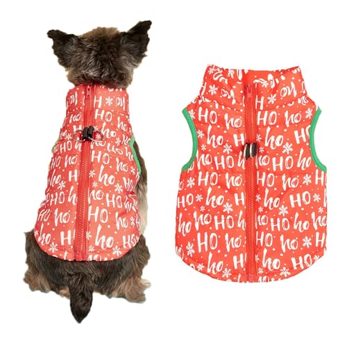 Hundejacke Winter Warm Pet Hund Kleidung Winddicht Hundemantel Warme Pet Hund Jacke Weihnachten Haustierkostüme mit D-Ring für kleine, Mittelgroße Hunde (rot hoho, S) von JINGTOPS