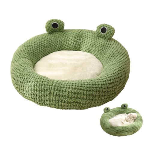 JINGTOPS Katzenbett,Haustierbett Katzenkissen Katzenkorb Donut-Kuschelbett Warme Weich Katzenbetten Froschform mit Rutschfester Unterseite Schöne Tierbett für Katzen kleine Welpen (M-50CM, Runden) von JINGTOPS