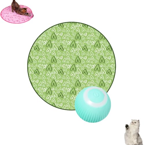 Jagd Katze Matte Spielzeug,Gitarre Katzenspielzeug, 2 In 1 Rolling Smart Ball Katzenspielzeug, Interaktives Katzenspielzeug für Wohnungskatzen,Simulated Interactive Cat Hunting Toy (grün+grün) von JINGTOPS