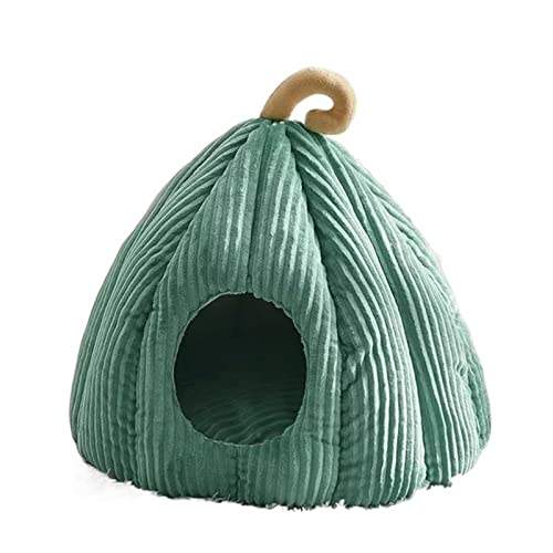 JINGYAN Hundebetten Cat Bed Warm Pet Basket Cozy Dog House Kitten Lounger Cushion Cat House Tent for Small Dog Mat Washable Cave Pets Beds(Green,L50xW50xH40CM) von JINGYAN