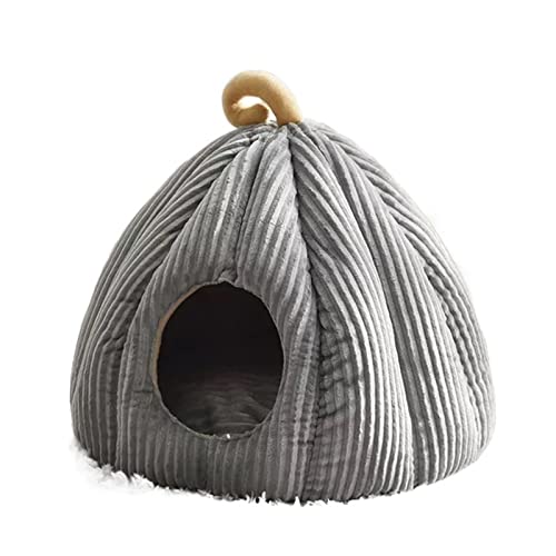 JINGYAN Hundebetten Cat Bed Warm Pet Basket Cozy Dog House Kitten Lounger Cushion Cat House Tent for Small Dog Mat Washable Cave Pets Beds(Grijs,L40xW40xH38CM) von JINGYAN
