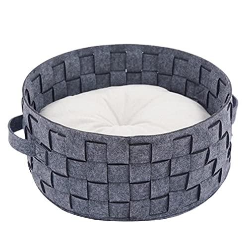 JINGYAN Hundebetten Warm Pet Cat Bed House Winter Round Bed Cat Sleeping Mat Pad Nest Kennel Pet Cushion Kitten Pet Nest Kitten Sleeping Beds(Grijs) von JINGYAN