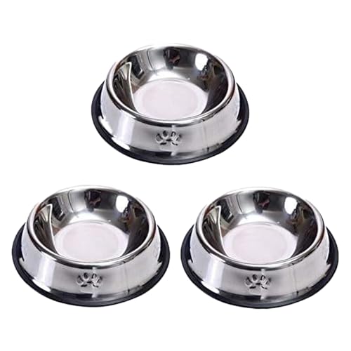 Multifunktionaler Katzennapf aus Edelstahl mit Gummiunterseite, geeignet für Katzen, Hunde, Kaninchen und kleine Haustiere zum Füttern von Futter und Wasser, 3 Stück Multifunktionaler Katzennapf aus Edelstahl mit Gummiunterseite, geeignet für Katzen, Hunde, Kaninchen und kleine Haustiere zum Füttern von Futter und Wasser, 3 Stück von JINKUNYQH