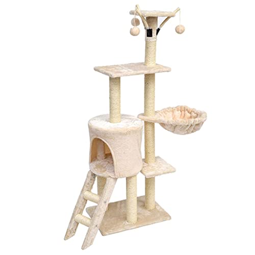 Cat Tree Cat Tower Cat Tree Toy House mit hängenden Kugel Kätzchen Ture Cat Nest Kratzer Katzen Klettern Katzenkatzungskatze Turm (Farbe: Beige) (Farbe: Beige) (Beige) Beauty Comes von JINMUXUAN