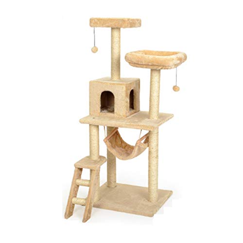 Katzenkletterrahmen Katzen Kätzchen Kratzer Postbaum mit Seil und Hängemattenkratzern Bettbaumklettern Spielzeug Aktivität Zentrum Haustiere Spielen Haus Dekorative Fuiniture Katze Kletterbaum Beauty von JINMUXUAN