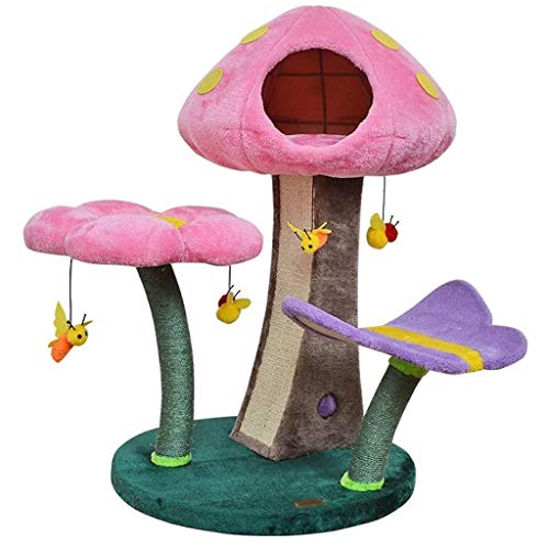 Katzenklettersrahmen Katzenbaum Sisal Kratzer nach Kätzchen Möbel Plüsch Eigentumswohnung Spielhaus mit baumelnden Spielzeugen Katzen Aktivität Center Katzenkletterbaum Beauty Comes von JINMUXUAN