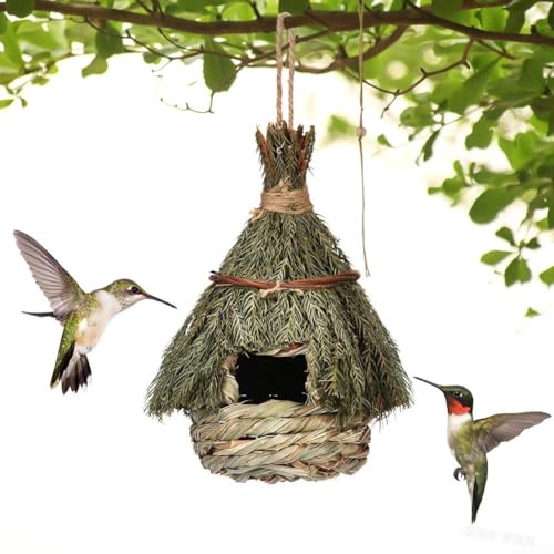 Kreatives Vogelhaus, handgefertigt mit Materialien, perfekt für Gärten (15 x 22 cm) von JINSBON