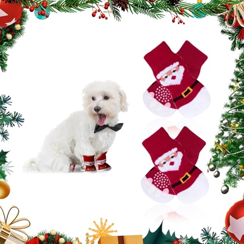 4 Stück Weihnachtsmann Hunde Stricksocken Weihnachten Antirutschsocken für Hunde Indoor Socken Hundesocken Anti Rutsch Pfotenschutz und Traktion Dank Silikon-Gel für Welpen und Katzen Hartholzböden S 4 Stück Weihnachtsmann Hunde Stricksocken Weihnachten Antirutschsocken für Hunde Indoor Socken Hundesocken Anti Rutsch Pfotenschutz und Traktion Dank Silikon-Gel für Welpen und Katzen Hartholzböden S von JINSIHU