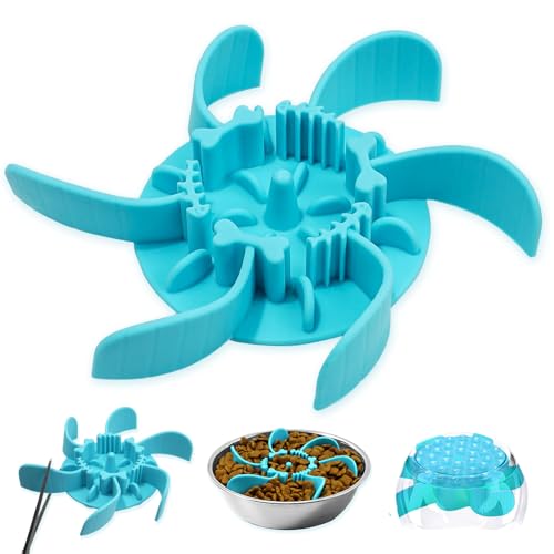 Hunde Langsamer Fressnapf Hundenapf Slow Feeder Slow Feeder Hundenapf Einfügung Anti Schling Napf Hund Reduzieren Übermäßiges Essen für Hunde Katzen Schneidbar, Blau Klein von JINSIHU