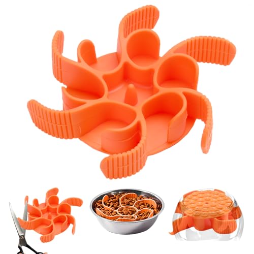 Hunde Langsamer Fressnapf Hundenapf Slow Feeder Slow Feeder Hundenapf Einfügung Anti Schling Napf Hund Reduzieren Übermäßiges Essen für Hunde Katzen Schneidbar Orange Farbe von JINSIHU